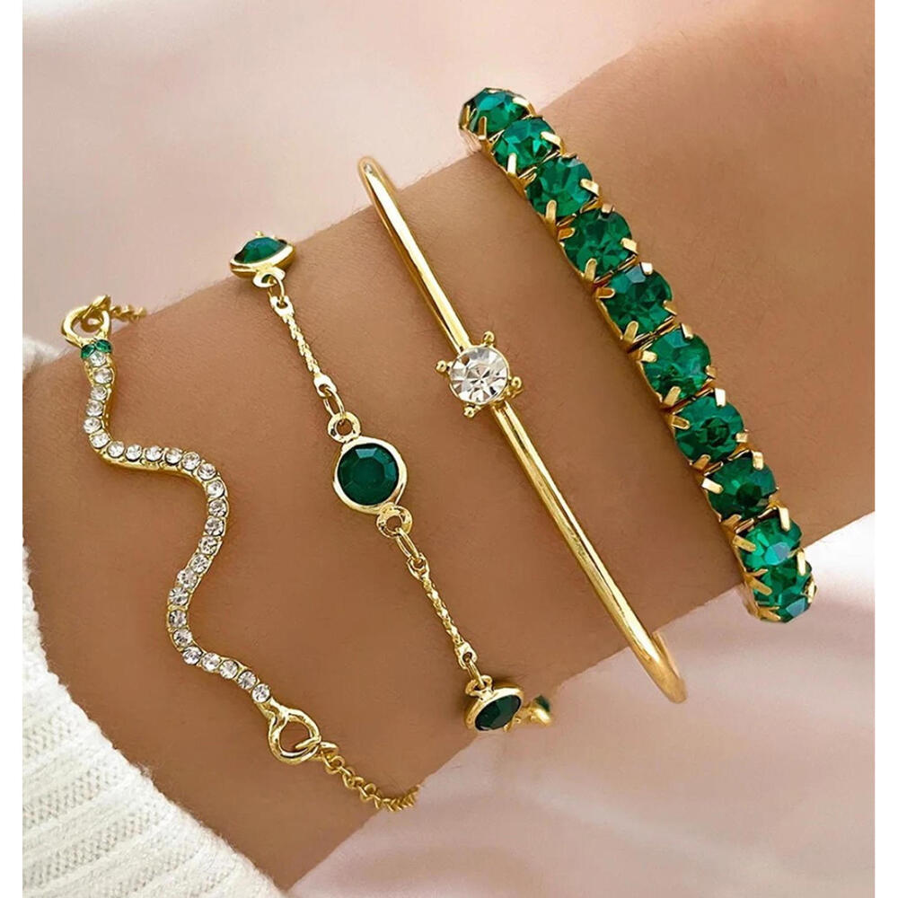 Woman's Bracelet, Emerald And Gold, NEW!